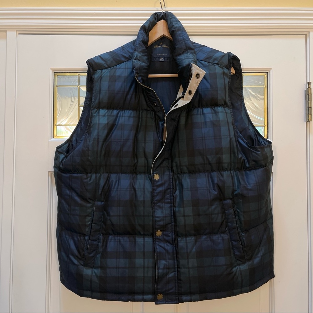 Brooks Brothers Navy and Green Plaid Vest